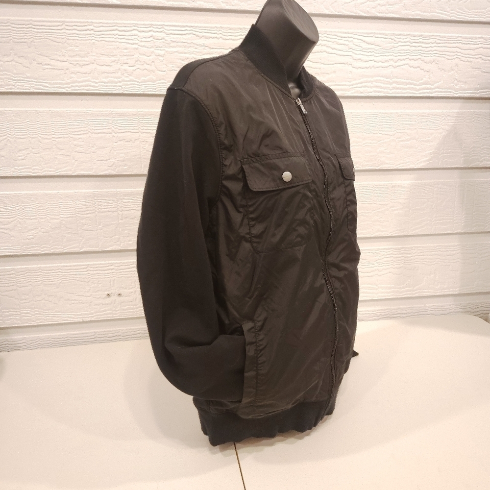 Michael Kors Sweatshirt Zipped Jacket Women's Medium Black 2 Upper Patch Pockets - Picture 6 of 8